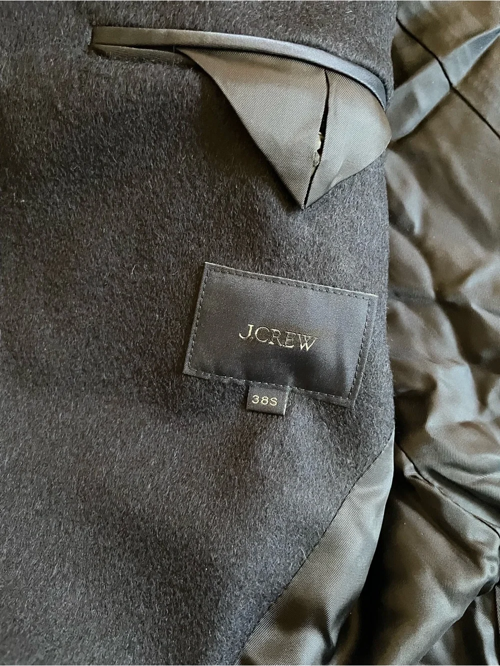 J. CREW Double-breasted topcoat in English merino wool Navy 38S NWT $998 C0035